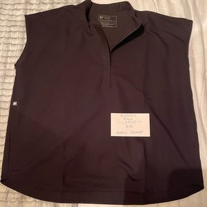 FIGS rafaela mandarin collar scrub top black medium